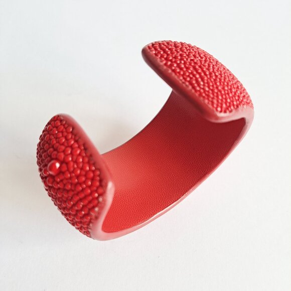 Women's Red Stingray Cuff Bracelet with Peace Crystal Sign - Picture 8 of 14